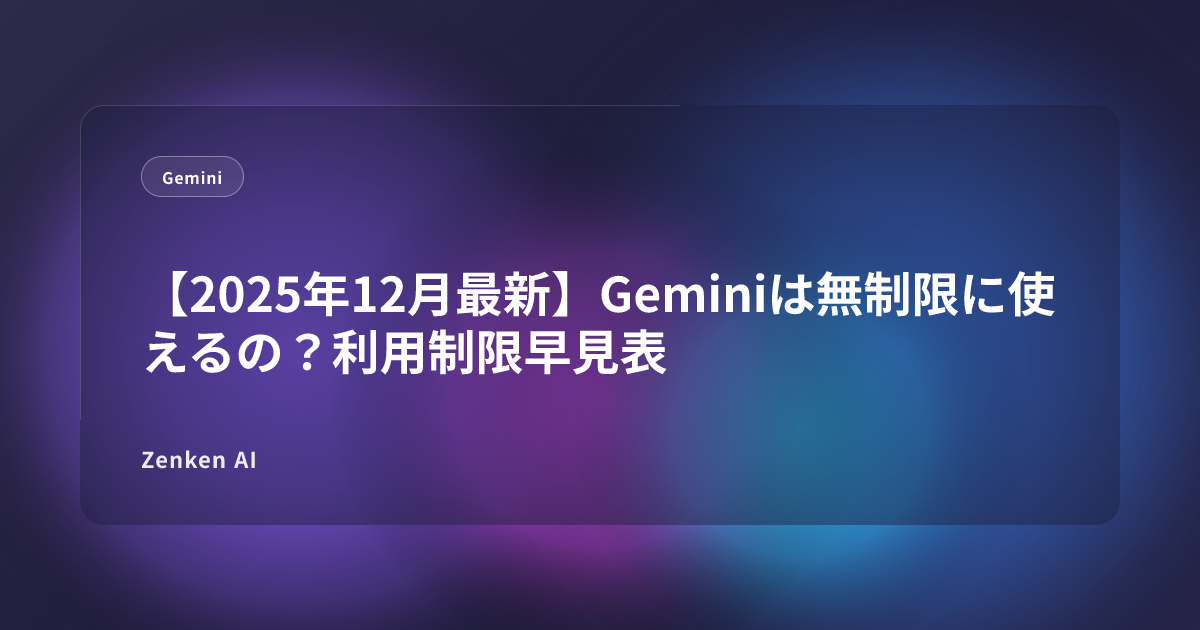 img of 【2025年12月最新】Geminiは無制限に使えるの？利用制限早見表